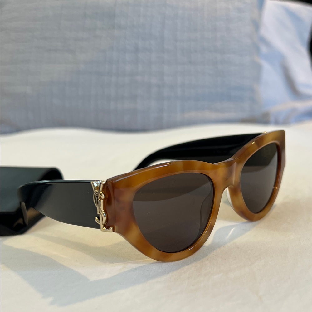 Yves Saint Laurent Women's Havana Monogram 53mm Cat Eye Sunglasses - Picture 8 of 8